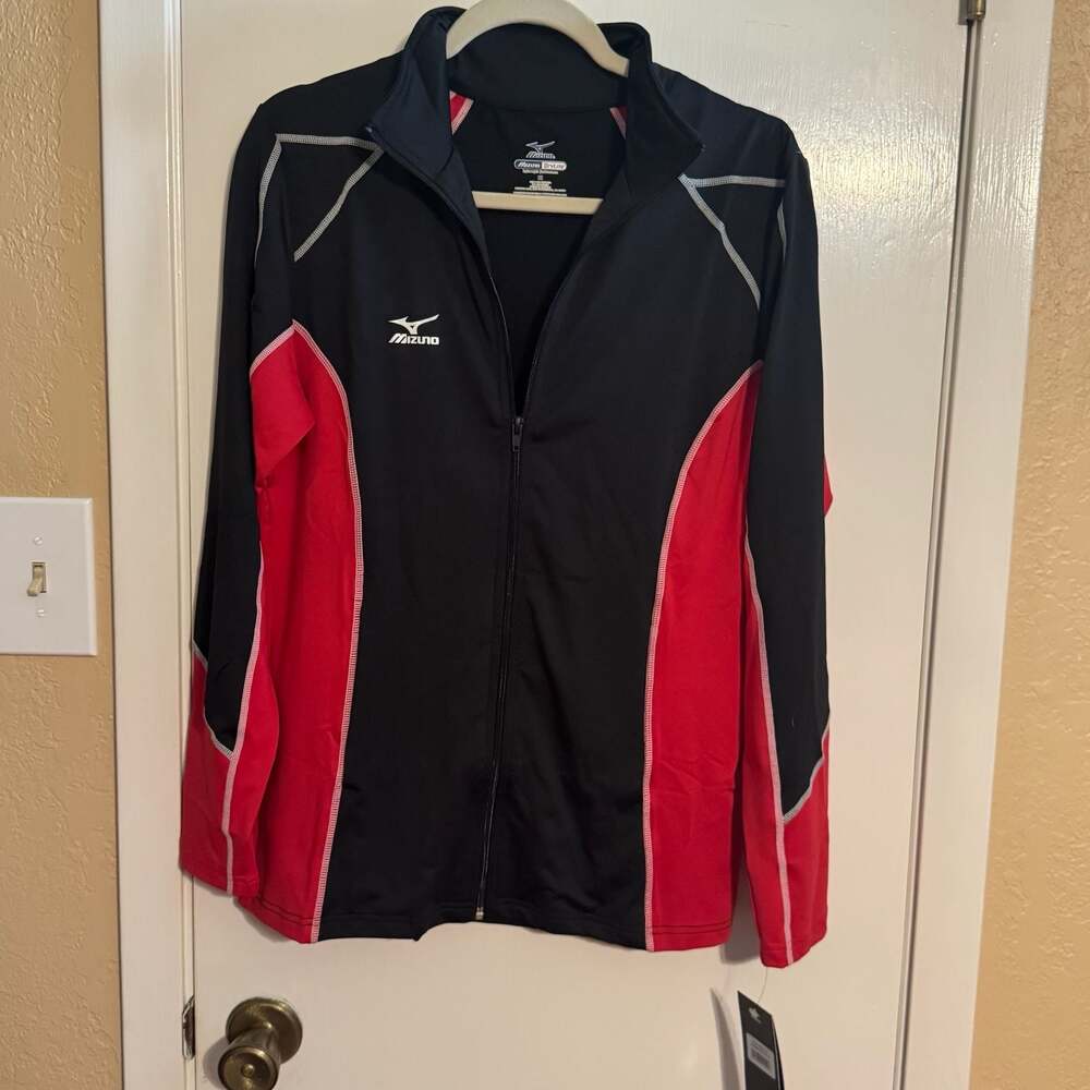 Mizuno DryLite Women’s Medium Black Red Full Zip Volleyball Warm-Up Jacket NWT